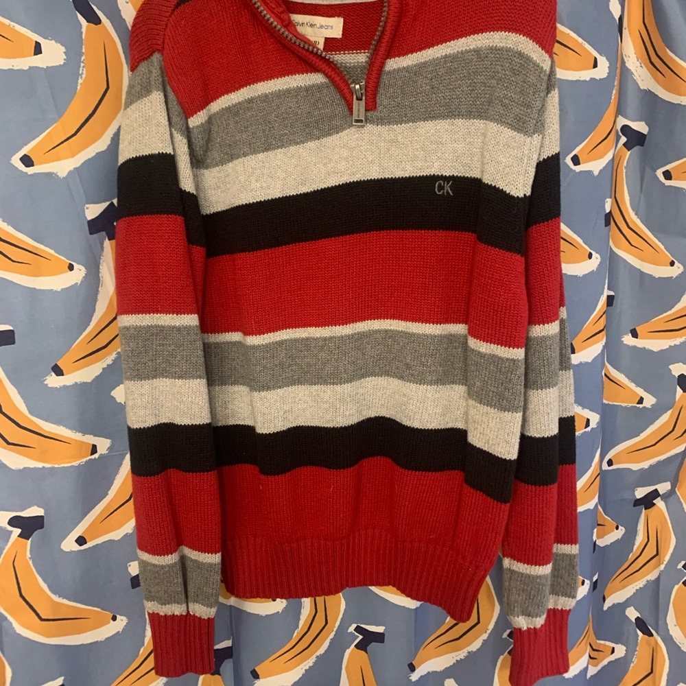 Calvin Klein Boys Striped Sweater 🩶❤️